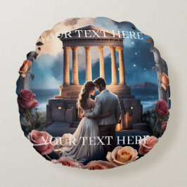 Almofada Redonda Linda noiva e noiva ao lado do mar