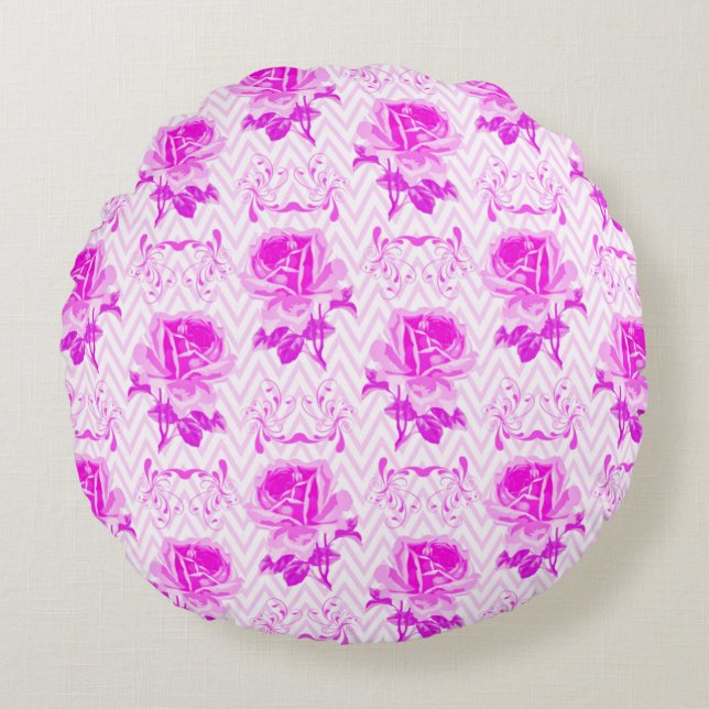 Almofada Redonda Linda Vintage Purple Floral (Frente)