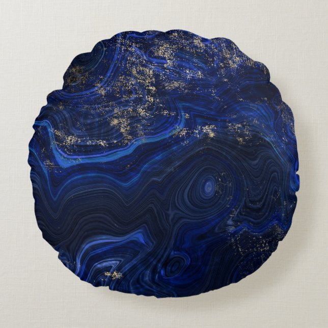 Almofada Redonda Lindo dó azul-lazuli-geode inspirado  (Frente)