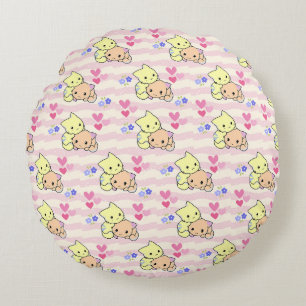 Almofada Redonda Lindos Gatinhos Kawaii Rosa Decorativos Redondos P