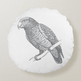 Almofada Redonda Line Art of Parrot (Gray) Fine Art