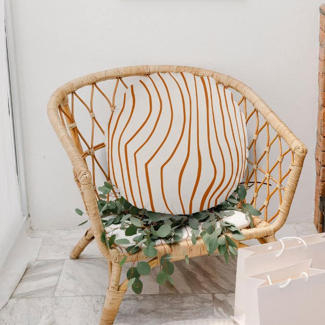 Almofada Redonda Linha Marrom Moderna Zebra Imprime faixas Travesse (Criador carregado)