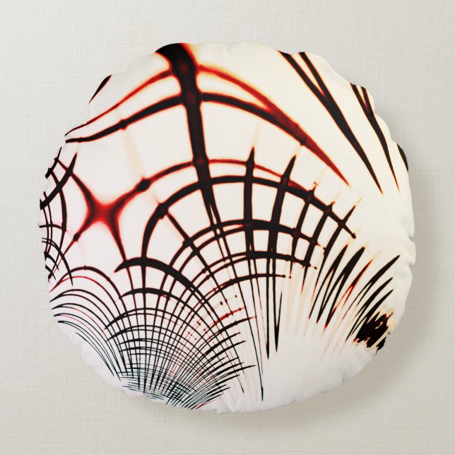 Almofada Redonda Linhas cruzadas de cores variadas em fundo claro (Frente)