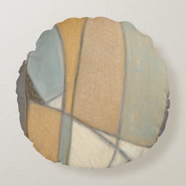 Almofada Redonda Linhas Curvas e Tom Terrestre Mudado (Frente)