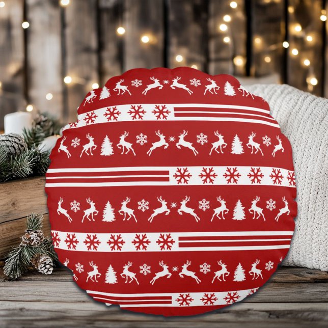 Almofada Redonda Linhas de Flocos de Neve para Reinadores Elegantes (Criador carregado)