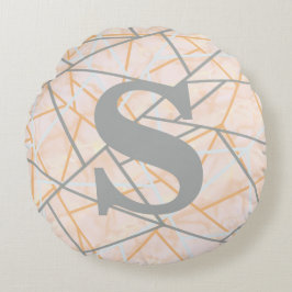 Almofada Redonda Linhas Geométricas Modernas de Ochre e Cinza