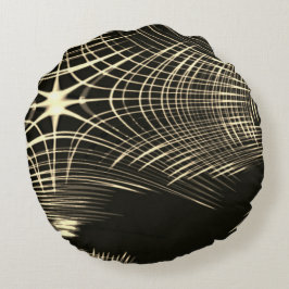 Almofada Redonda Linhas Khaki que se repetem em onda e cruzam