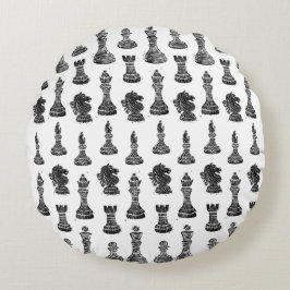 Almofada Redonda Linoco de figuras de xadrez preto e branco