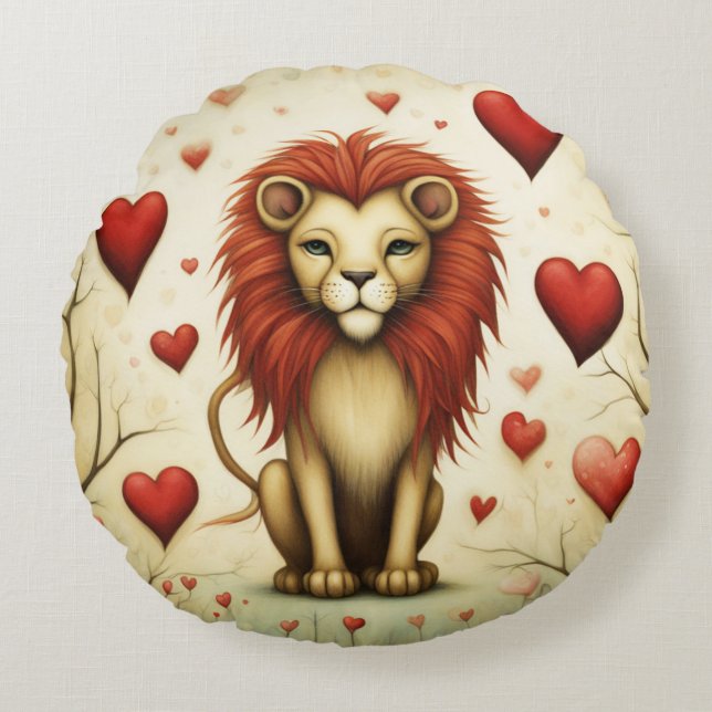 Almofada Redonda Lion Love 2 (Frente)