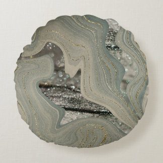 Almofada Redonda Liquid Marble Wave Glitter Glam 1