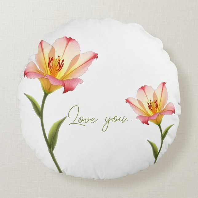 Almofada Redonda Lírios De Afetação Do Sussurro (Frente)