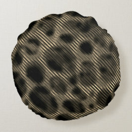 Almofada Redonda Listras beges estreitas e círculos escuros estranh