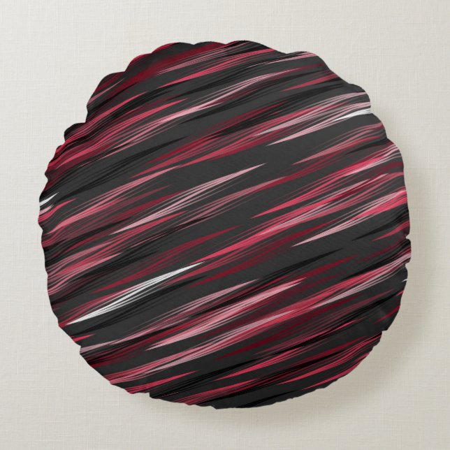 Almofada Redonda Listras cor-de-rosa preto e cinzas (Frente)