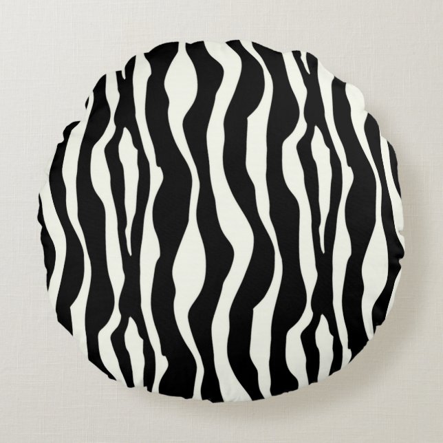 Almofada Redonda Listras de zebra - Preto e Branco (Frente)