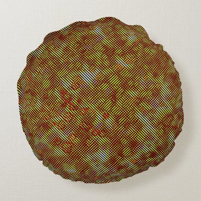 Almofada Redonda Listras queimadas e xadrez manchado (Verso)