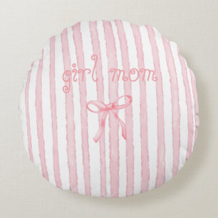 Almofada Redonda Listras Rosa Personalizadas Coquette Texto Persona