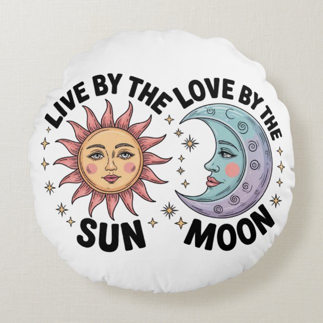 Almofada Redonda Live by the Sun Love by the Moon Retro Tote Bag (Frente)