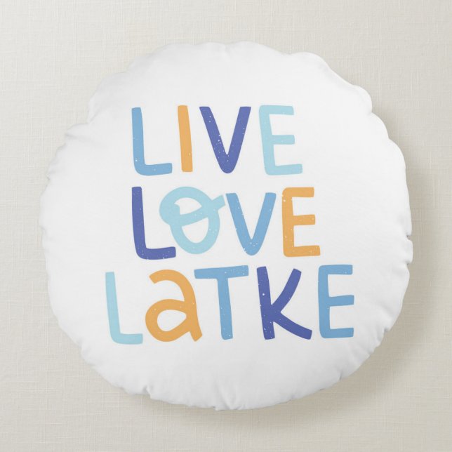 Almofada Redonda Live Love Latke Hanukkah Design (Frente)