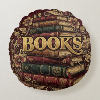 Almofada Redonda Livros Amantes de Livros Escritores Leitores Bibli