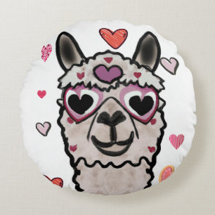Almofada Redonda Llama Ama Travesseiro decorativo de Namorados