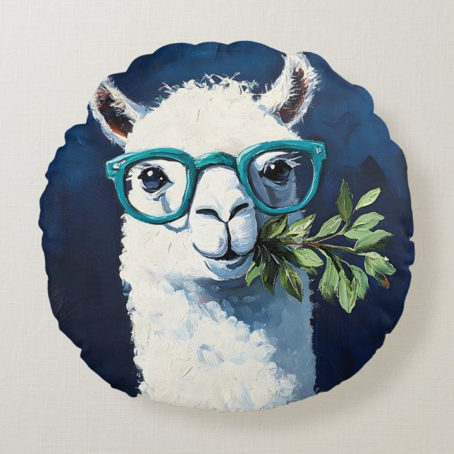 Almofada Redonda Llama Chic Inteligente (Frente)