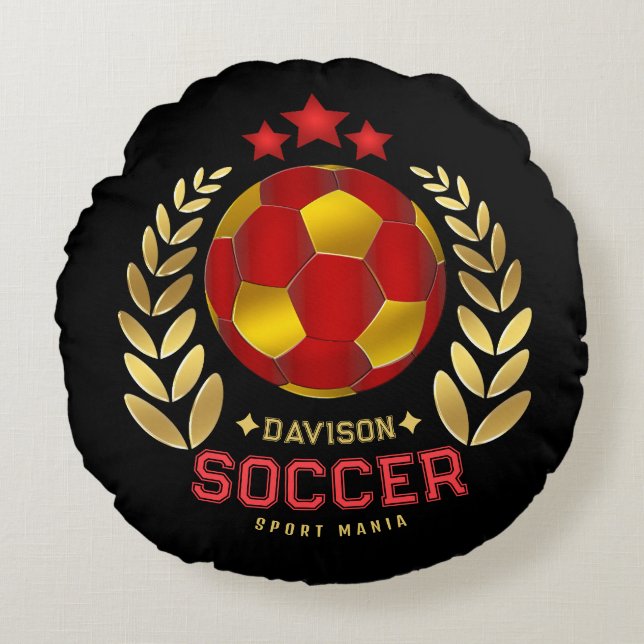 Almofada Redonda Logotipo de Fã de Futebol (Frente)