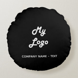 Almofada Redonda Logotipo preto branco elegante da empresa