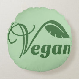 Almofada Redonda Logotipo Vegan Folha
