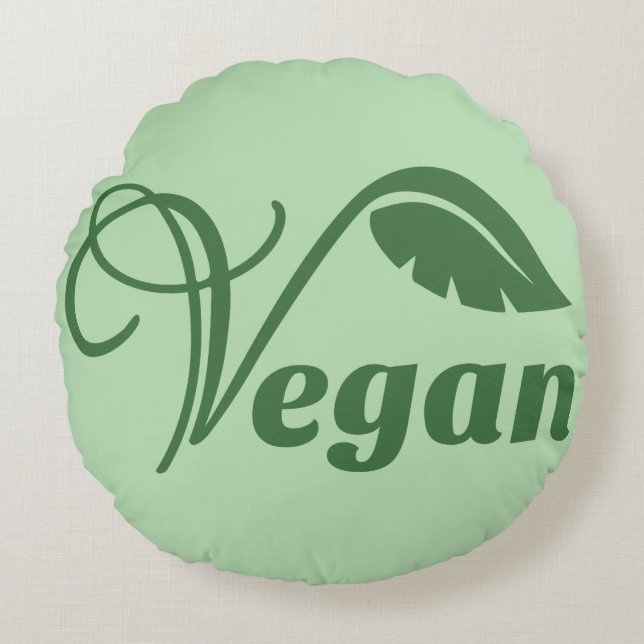 Almofada Redonda Logotipo Vegan Folha (Frente)