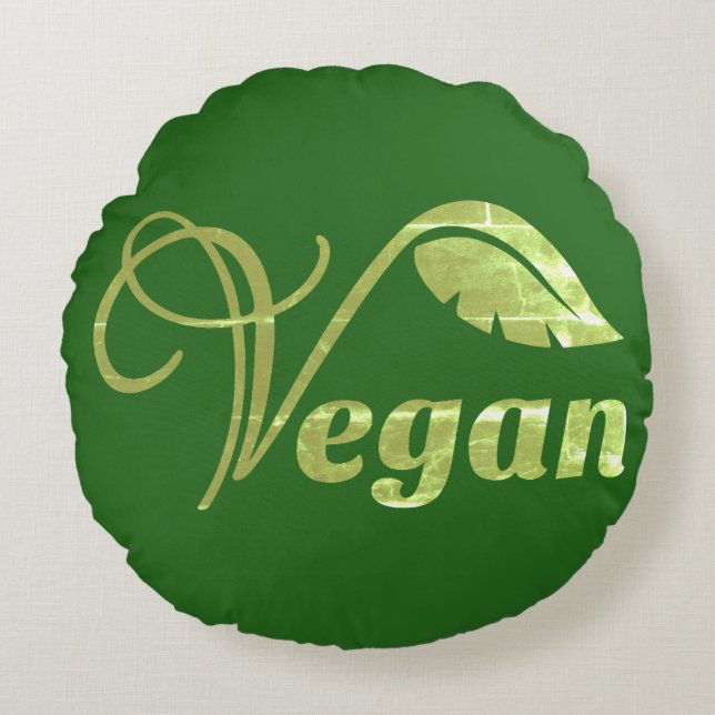 Almofada Redonda Logotipo Vegan Folha (Frente)