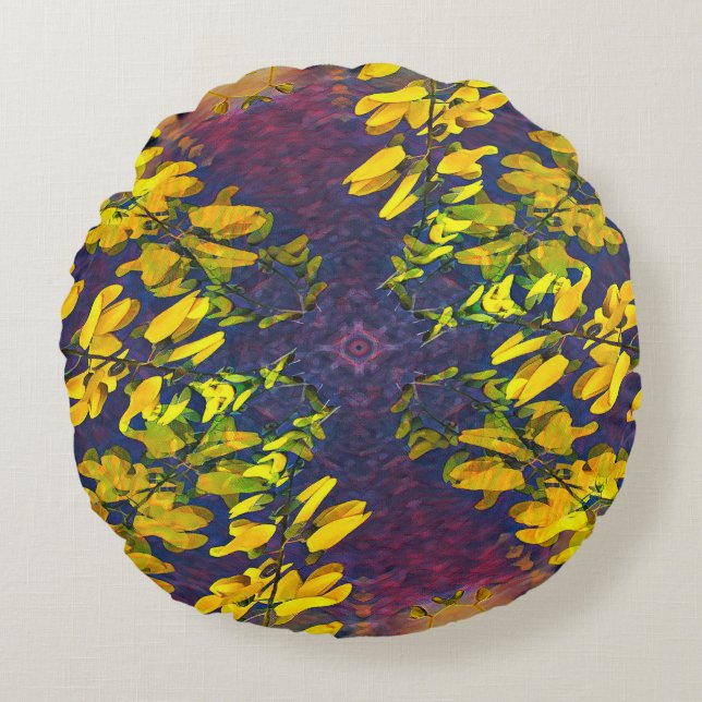 Almofada Redonda Loop de Corrente Dourada (Frente)