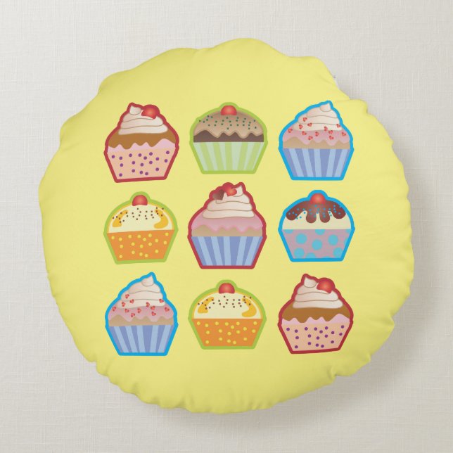 Almofada Redonda Lotsa Cupcakes Bonitos Meninos (Verso)