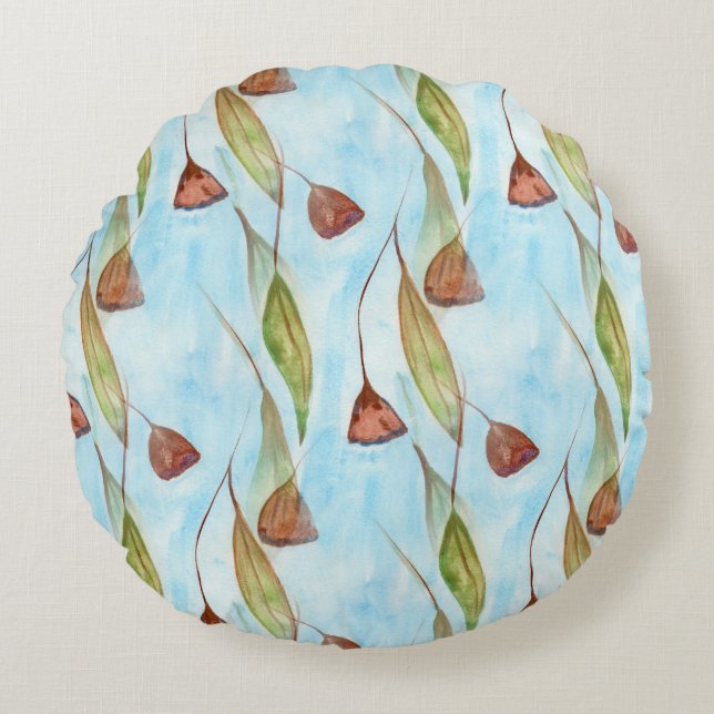 Almofada Redonda Loucos e Folhas de Goma (Frente)