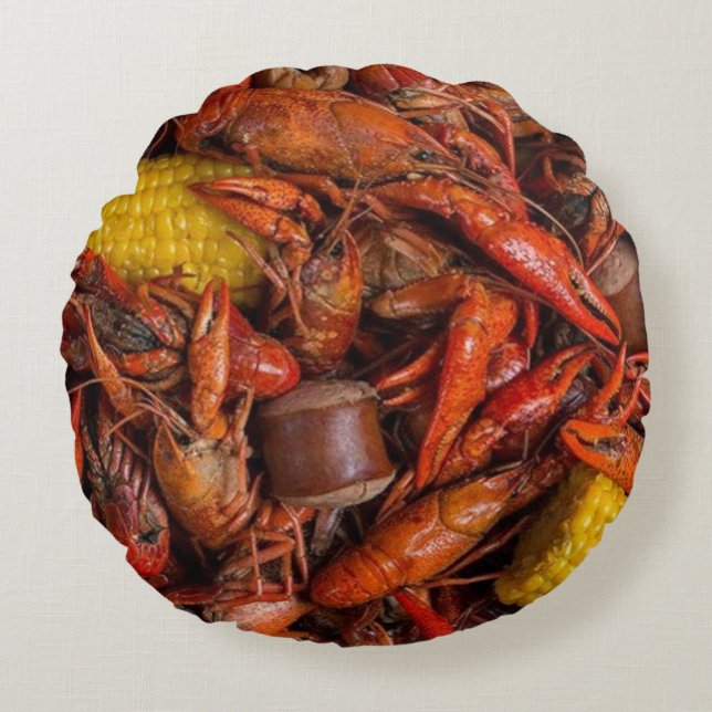 Almofada Redonda Louisiana Crawfish, Nova Orleans, Funny (Frente)