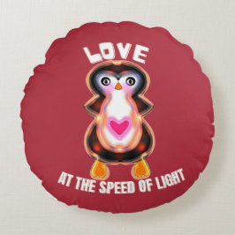 Almofada Redonda Love at the Speed of Light Penguin Gift