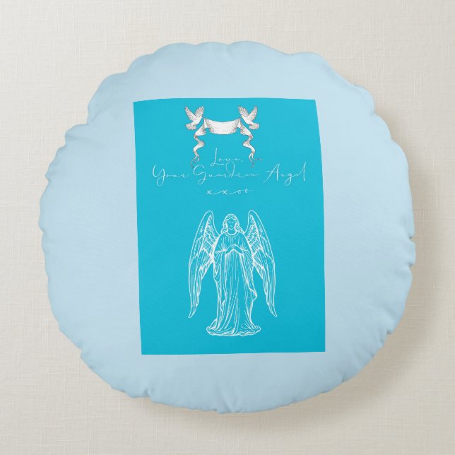 Almofada Redonda Love Letter Design - Love, Your Guardian Angelxxoo (Frente)