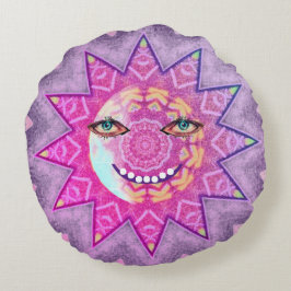 Almofada Redonda Lua e Sol, lados Dia e Noite