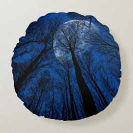 Almofada Redonda Lua no Céu Noturno