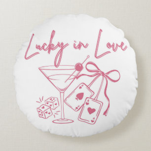 Almofada Redonda Lucky Love Vegas Casino Bachelorette Bridal Party