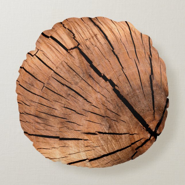 Almofada Redonda Lumber log wood tree cross section (Frente)