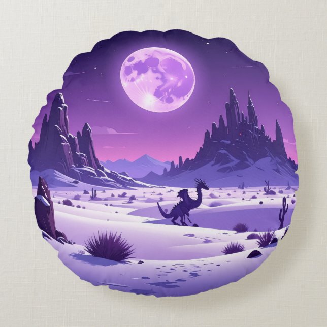 Almofada Redonda Lunar Wyrm Fleece Blanket – Purple Dragon Under th (Frente)