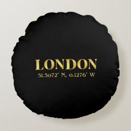 Almofada Redonda Lux Dourado London Latitude & Longitude