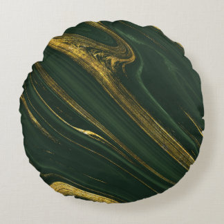 Almofada Redonda Luxuoso Onyx Verde: Ouro Marble.