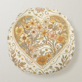 Almofada Redonda Luxury, , Beigi Gold ,Love Heart , Valentine's Day