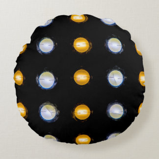 Almofada Redonda Luzes LED, fundo de abstrato de encerramento.