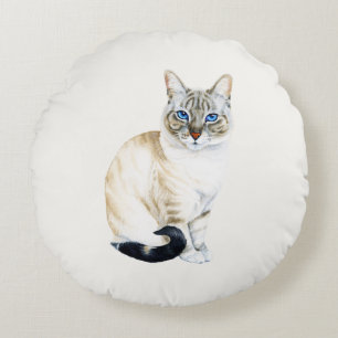 Almofada Redonda Lynx Point Siamese Cat Personalizado