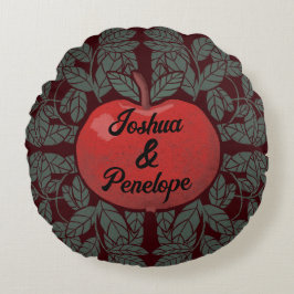 Almofada Redonda Maçã em árvore, personalizada, nomes, rústica