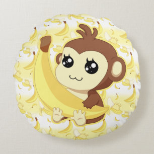 Almofada Redonda Macaco bonito de Kawaii que guardara a banana