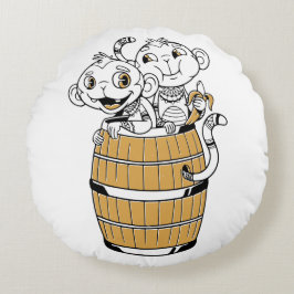 Almofada Redonda Macaco tribal da Cartoon