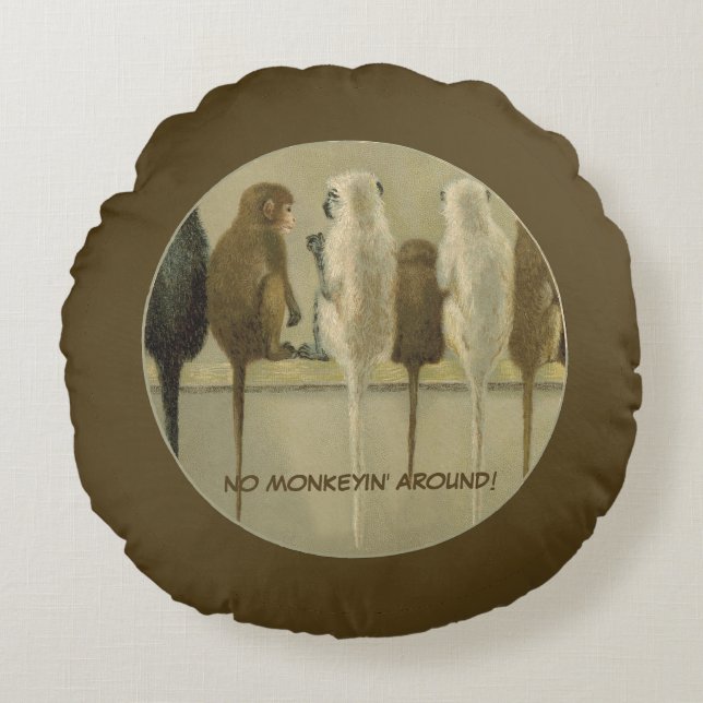 Almofada Redonda Macacos - Aniversário Comercial do Grupo Personali (Frente)